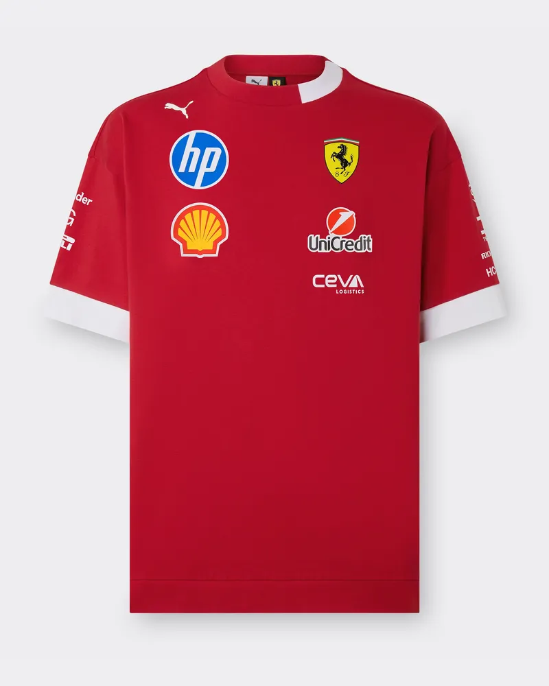 Ferrari 2025 Puma Fahrer-t-shirt Für Scuderia Ferrari Hp - Male T-shirts Rosso Corsa Rosso