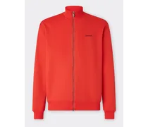 Sweatshirt Mit Reißverschluss Und Ferrari-logo - Male Pullover & Strickwaren Rosso Dino