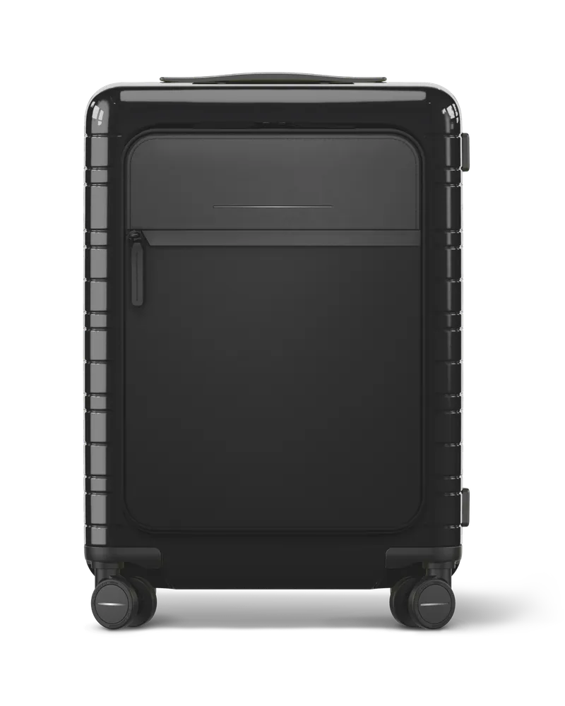 HORIZN STUDIOS M5 Essential - Handgepäck Koffer in Glossy All Black 4.6kg - lebenslange Garantie Glossy