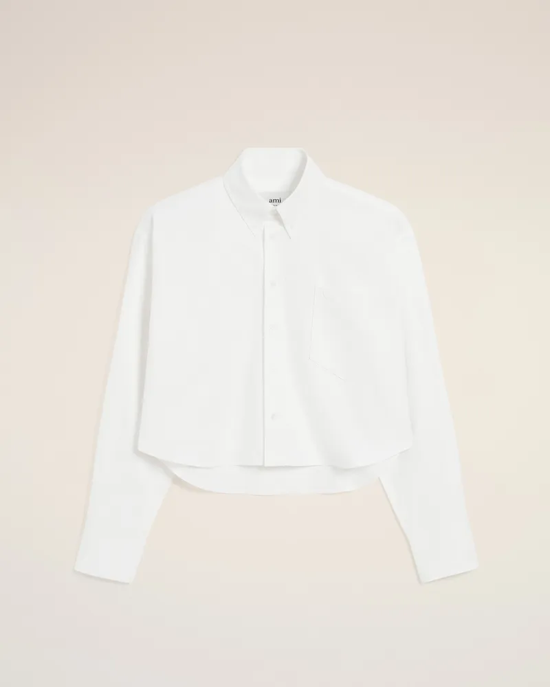 AMI Paris Weißes Baumwollhemd mit verkürztem Schnitt und Prägung Ami De Coeur Weiß für Damen Natural