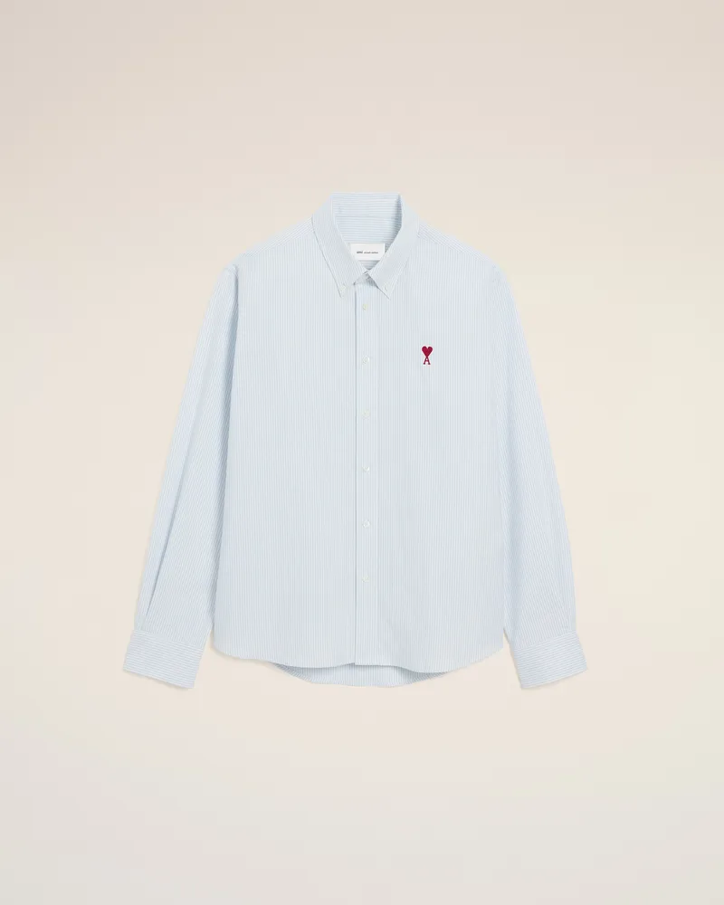 AMI Paris Ami de Coeur Button-Down-Hemd aus blauer Baumwolle Blau Unisex Himmelblau