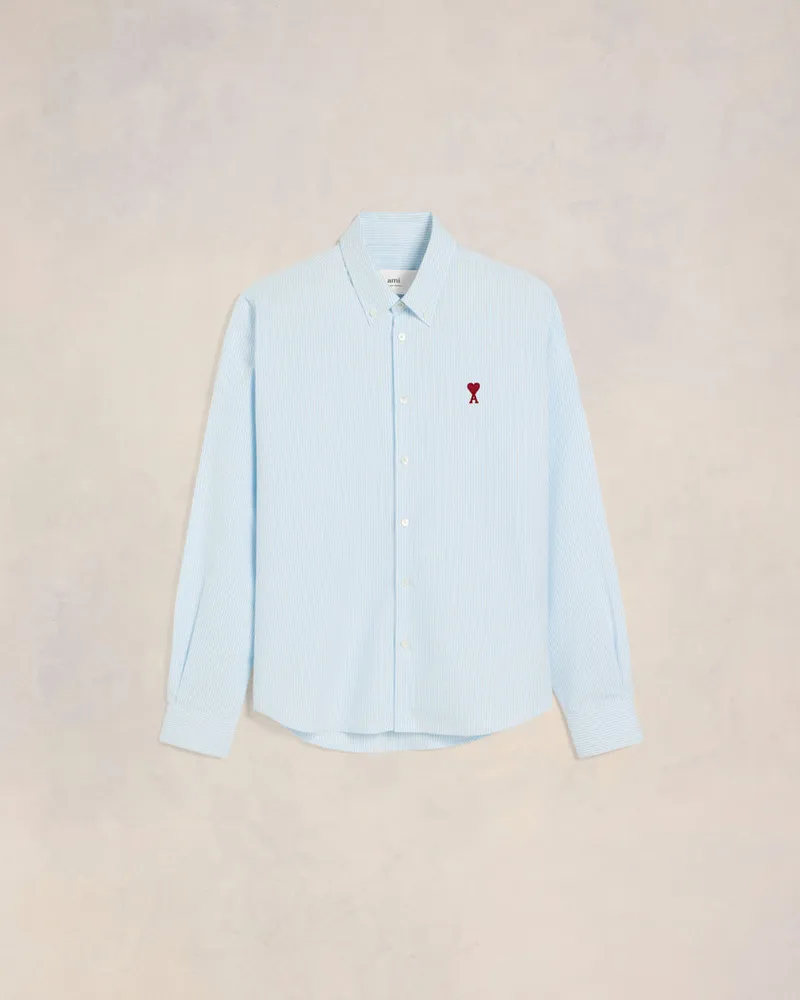 AMI Paris Ami de Coeur Button-Down-Hemd aus blauer Baumwolle Blau Unisex Himmelblau