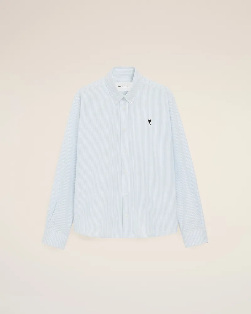 AMI Paris Blaues Ami De Coeur Oxford-Hemd aus Baumwolle Blau für Herren Himmelblau