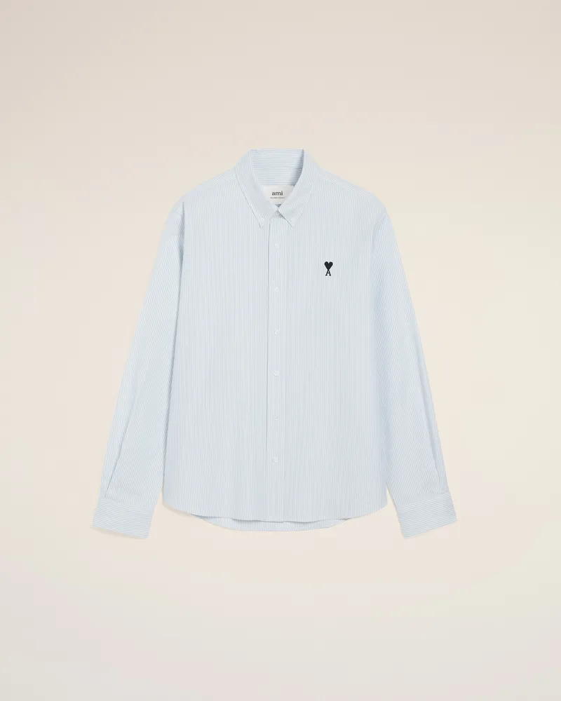 AMI Paris Ami de Coeur Button-Down-Hemd aus blauer Baumwolle Blau für Herren Himmelblau
