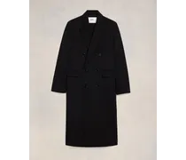 AMI Paris Zweireihiger Mantel Schwarz Schwarz