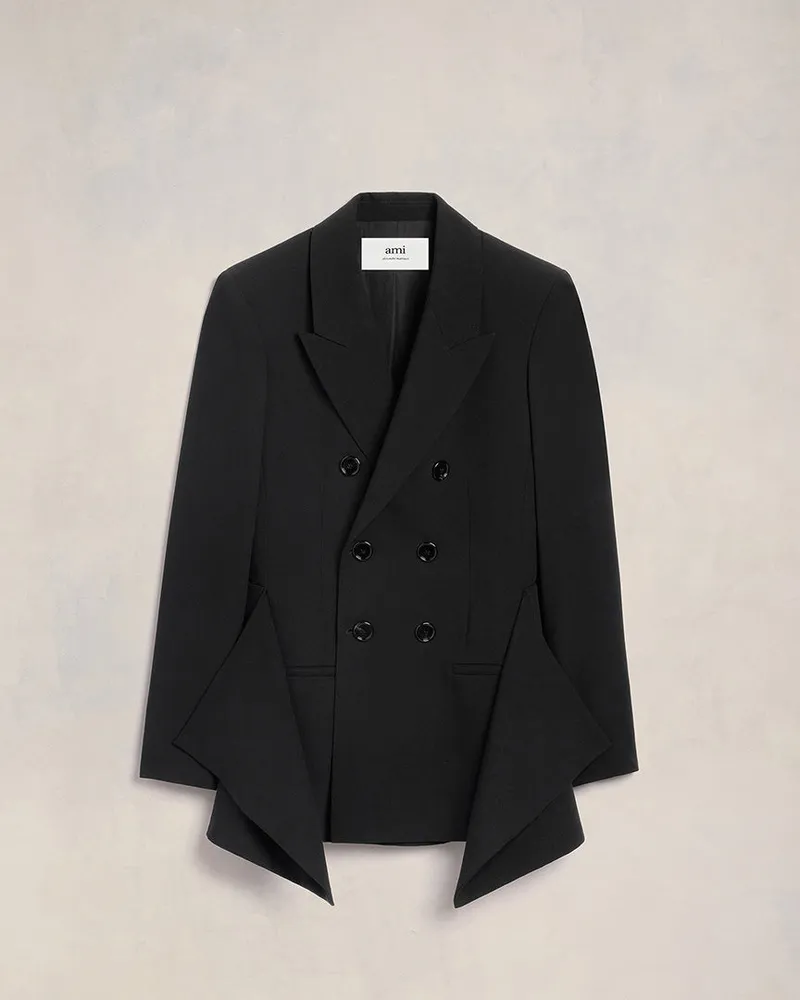 AMI Paris Blazer mit Schößchen Schwarz Schwarz