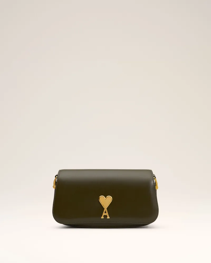 AMI Paris Grüne  Paris Paris Schultertasche aus Leder Grün Unisex Black