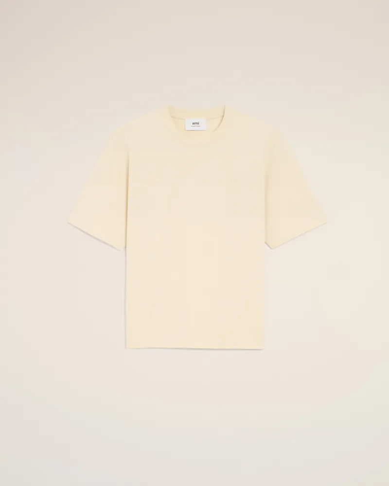 AMI Paris Ami De Coeur T-Shirt aus weißer Baumwolle Weiß Unisex Ivory