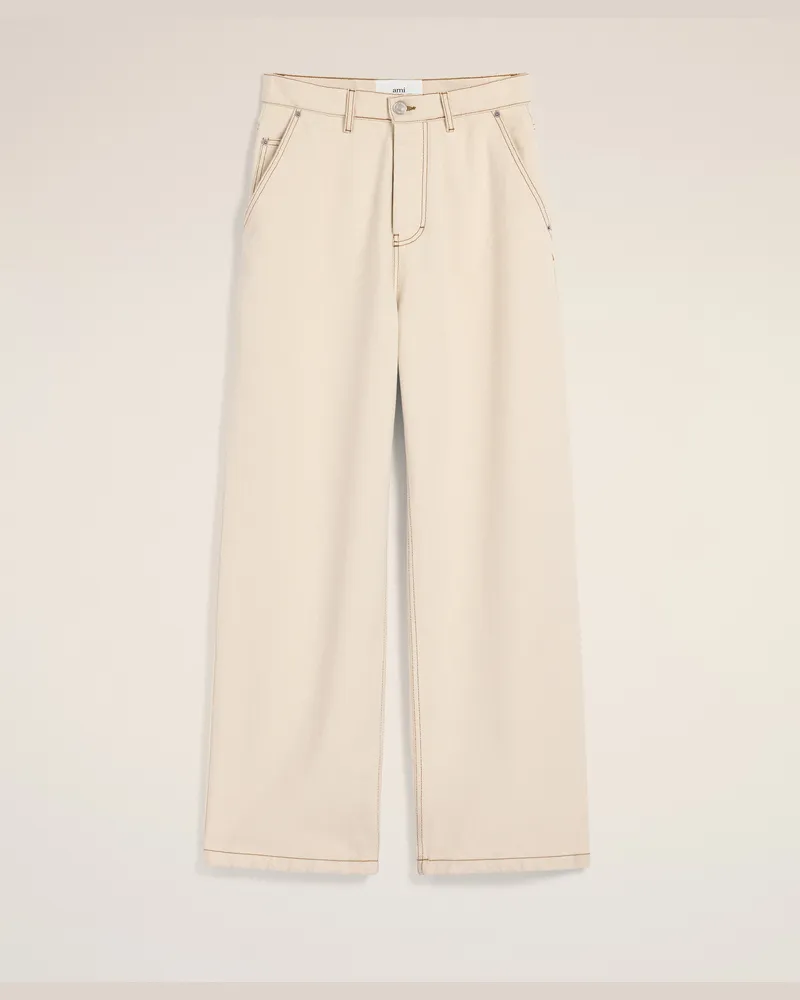 AMI Paris Wide-Fit-Jeans aus beigefarbener Baumwolle Weiß für Herren Weiss