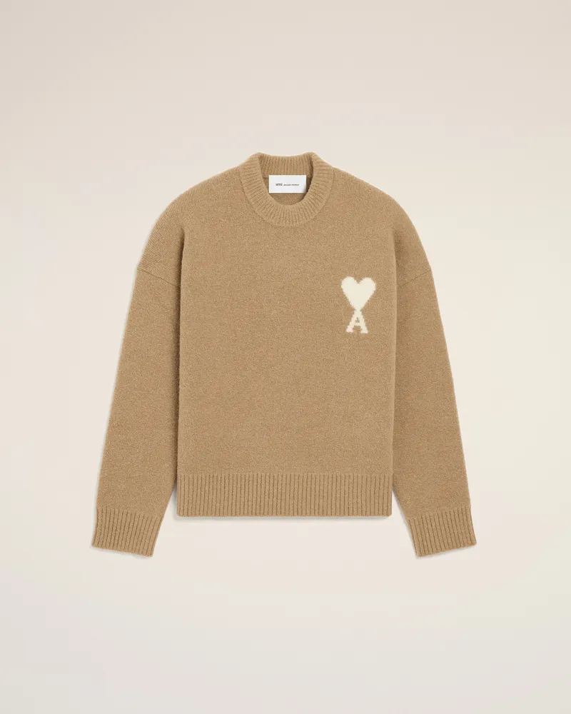 AMI Paris Ami de Coeur Pullover aus beigefarbener Alpakawolle Beige - Größe Unisex Beige