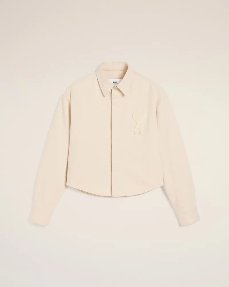 AMI Paris Gekürztes Ami de Coeur Hemd aus Baumwolle in Beige Weiß für Damen Weiss