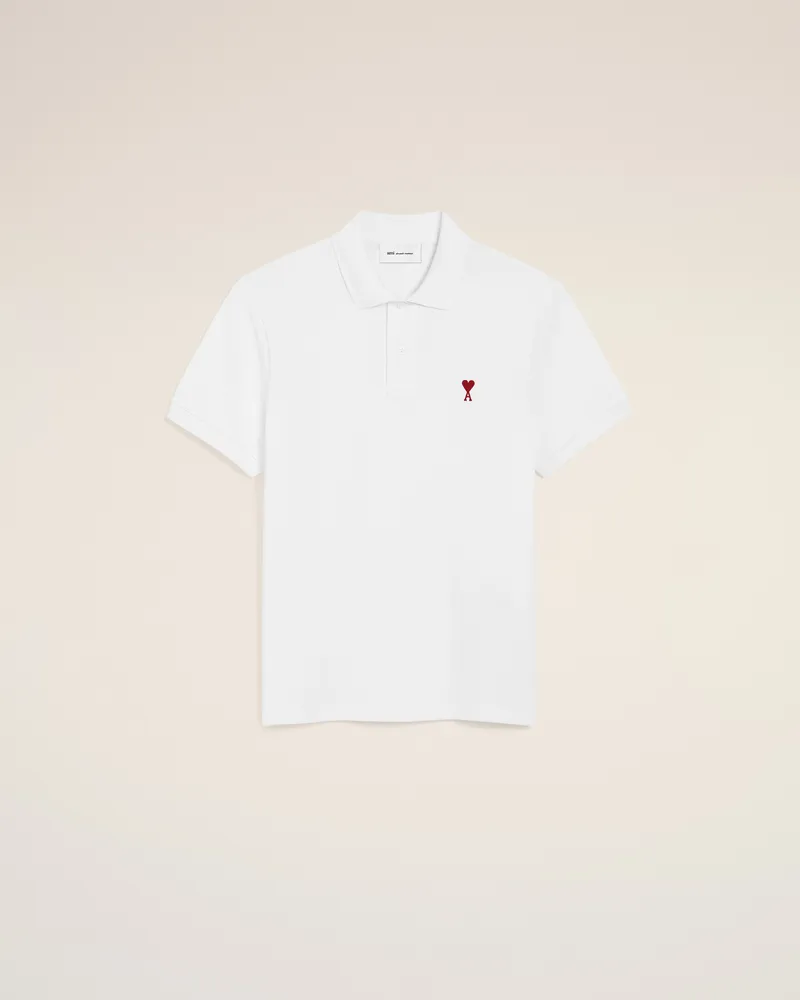AMI Paris Weißes Ami de Coeur Poloshirt aus Bio-Baumwolle Weiß Unisex Weiss