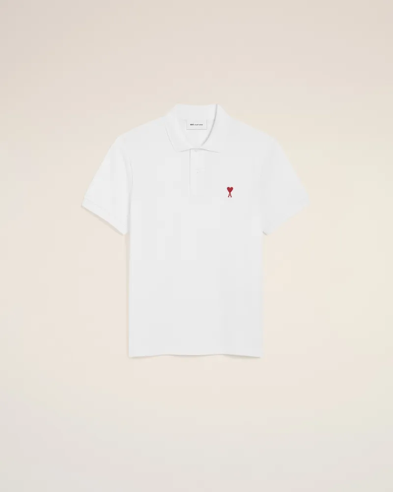 AMI Paris Ami de Coeur Polo aus weißer Baumwolle Weiß Unisex Weiss