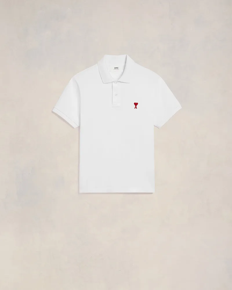 AMI Paris Weißes Ami de Coeur Poloshirt aus Bio-Baumwolle Weiß Unisex Weiss