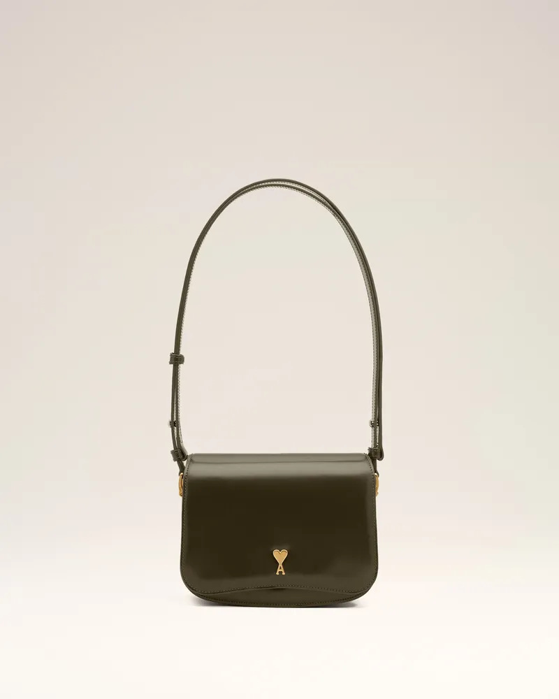 AMI Paris Paris Paris Tasche aus grünem Rindsleder Grün Unisex Dunkelkaki