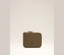 Kompaktes Ami de Coeur Portemonnaie aus grünem Glattleder Braun Unisex