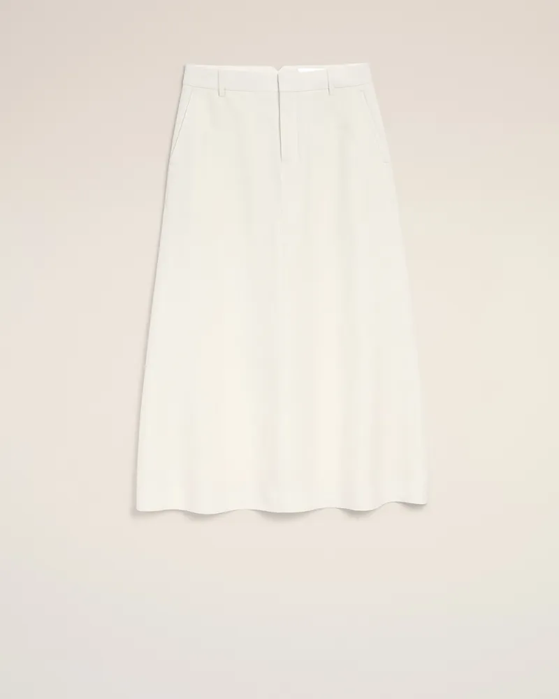 AMI Paris Weißer, lang geschnittener Trapezrock aus gemischtem Leinen in Schneiderqualität Weiß für Damen Weiss