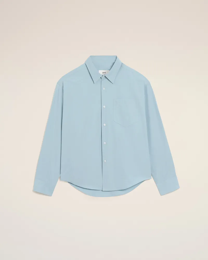 AMI Paris Ami De Coeur Hemd mit Boxy-Fit aus blauer Baumwolle mit Prägung Blau Unisex Sky
