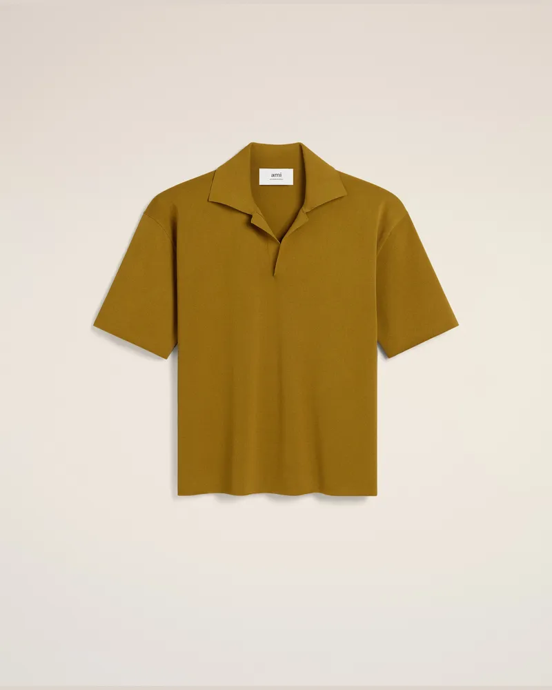 AMI Paris Kurzärmeliges Polohemd in Mustard Braun - Größe Unisex Havana