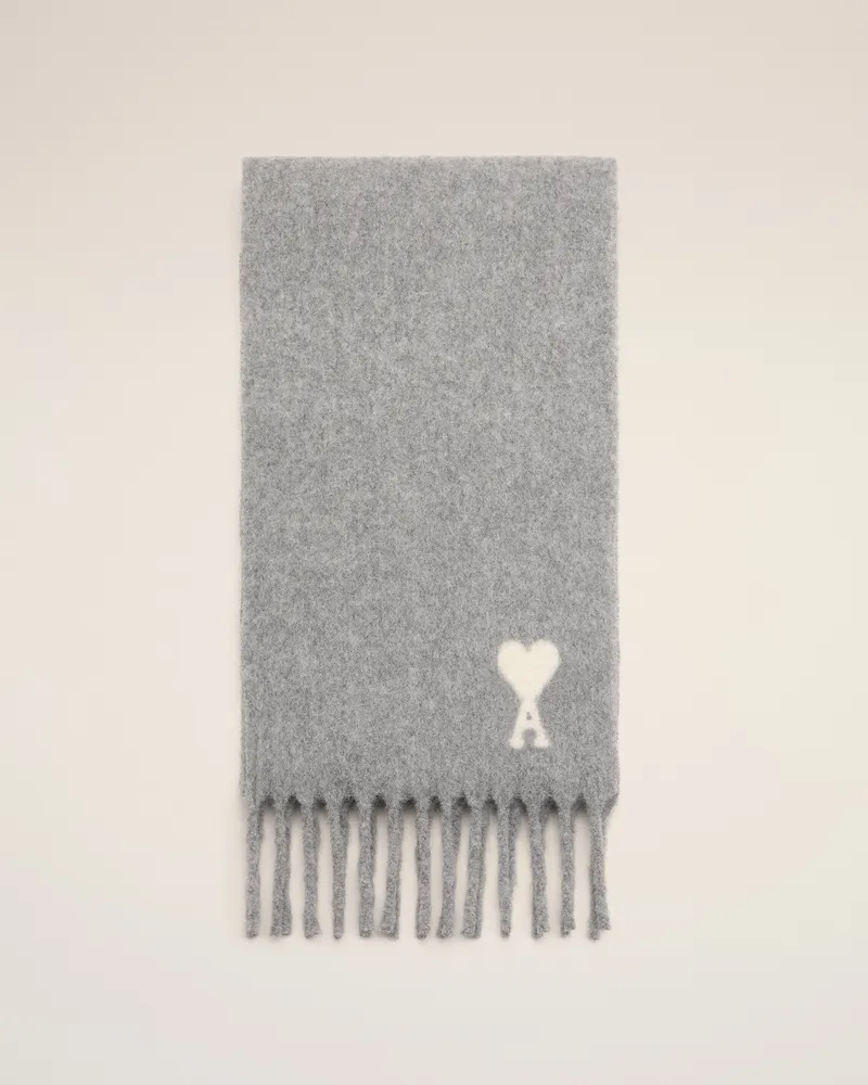 AMI Paris Ami de Coeur Schal aus grauem Alpaka Grau - Größe Unisex Ash