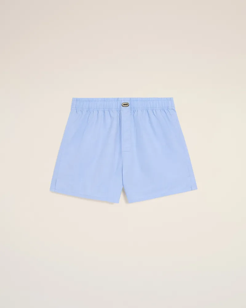 AMI Paris Boxershorts aus blauem Baumwollstoff mit Ami Patch Blau - Größe für Herren Cashmere