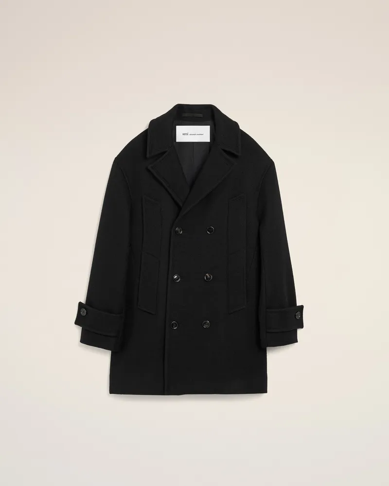 AMI Paris Cabanmantel aus schwarzer Wolle Schwarz - Größe für Damen Schwarz