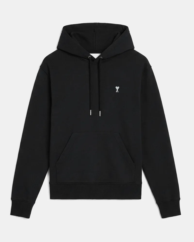 AMI Paris Ami De Coeur Kapuzenpullover aus schwarzer Baumwolle Schwarz für Herren Schwarz