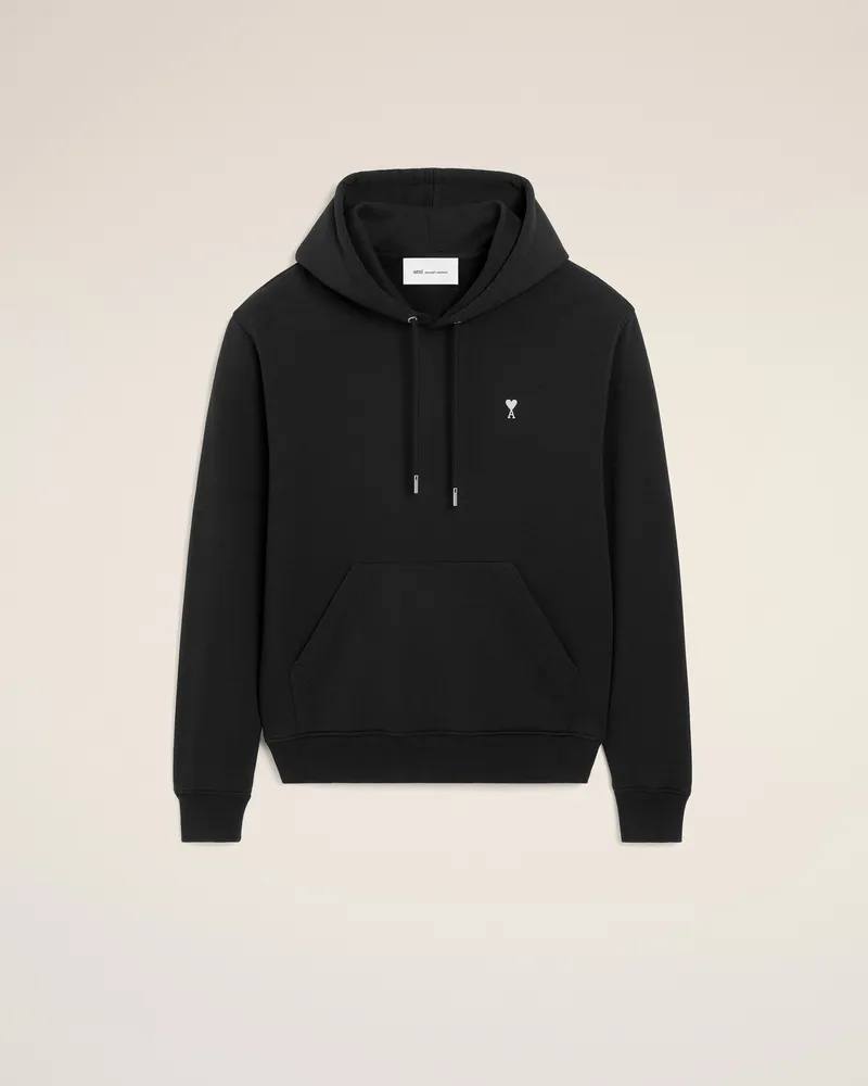 AMI Paris Ami De Coeur Kapuzenpullover aus schwarzer Baumwolle Schwarz für Herren Schwarz