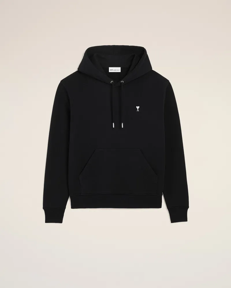 AMI Paris Ami De Coeur Kapuzenpullover aus schwarzer Baumwolle Schwarz für Herren Schwarz