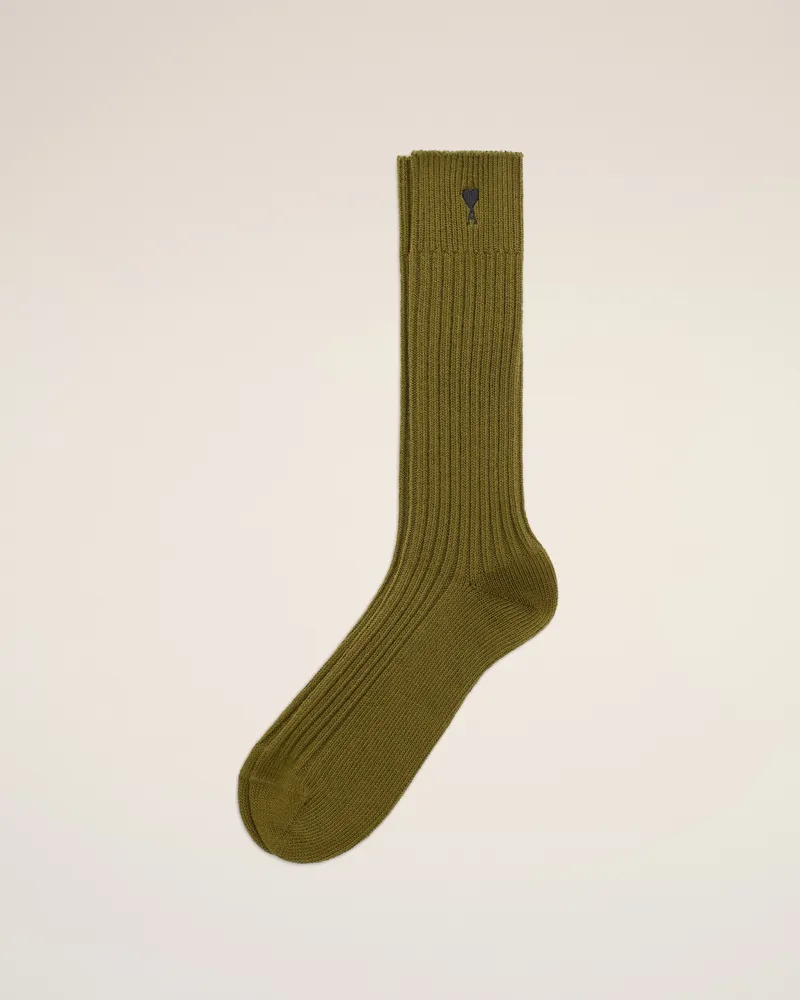 AMI Paris Ami De Coeur Socken aus grüner Baumwolle Grün Unisex Bronze