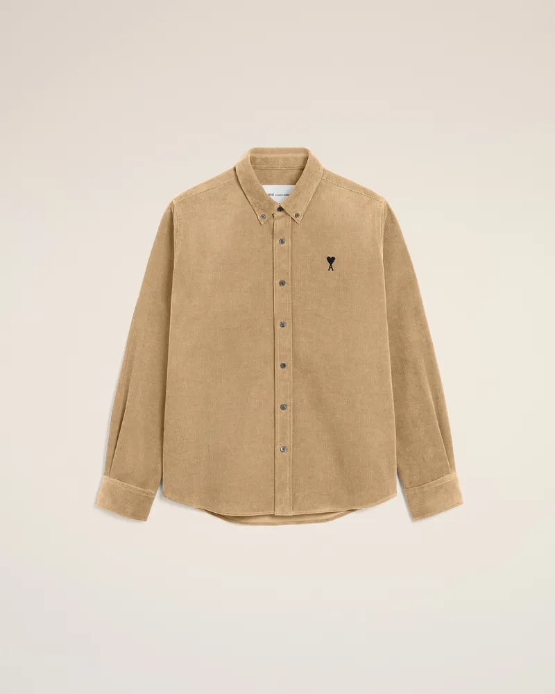 AMI Paris Ami de Coeur Hemd aus beigem Cord Beige - Größe für Herren Beige