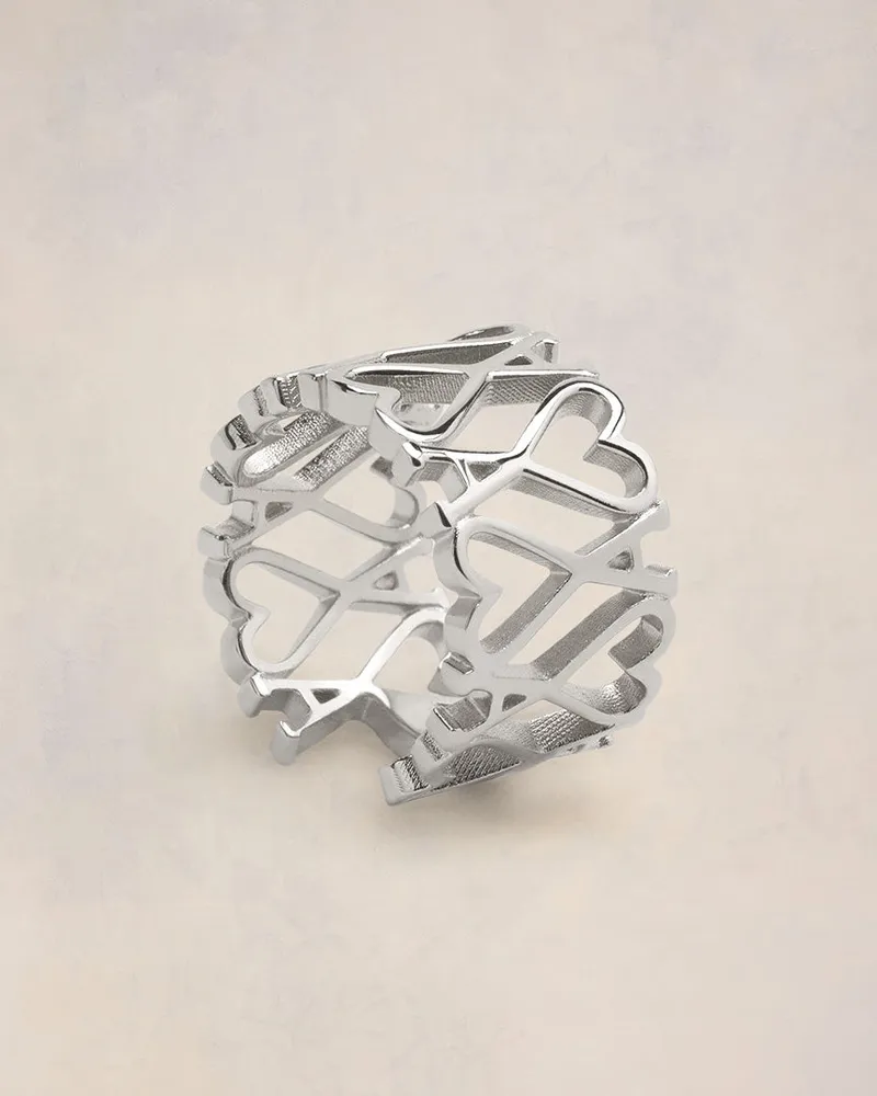 AMI Paris Ami de Coeur Ring aus Silber-Messing Grau Unisex Silber