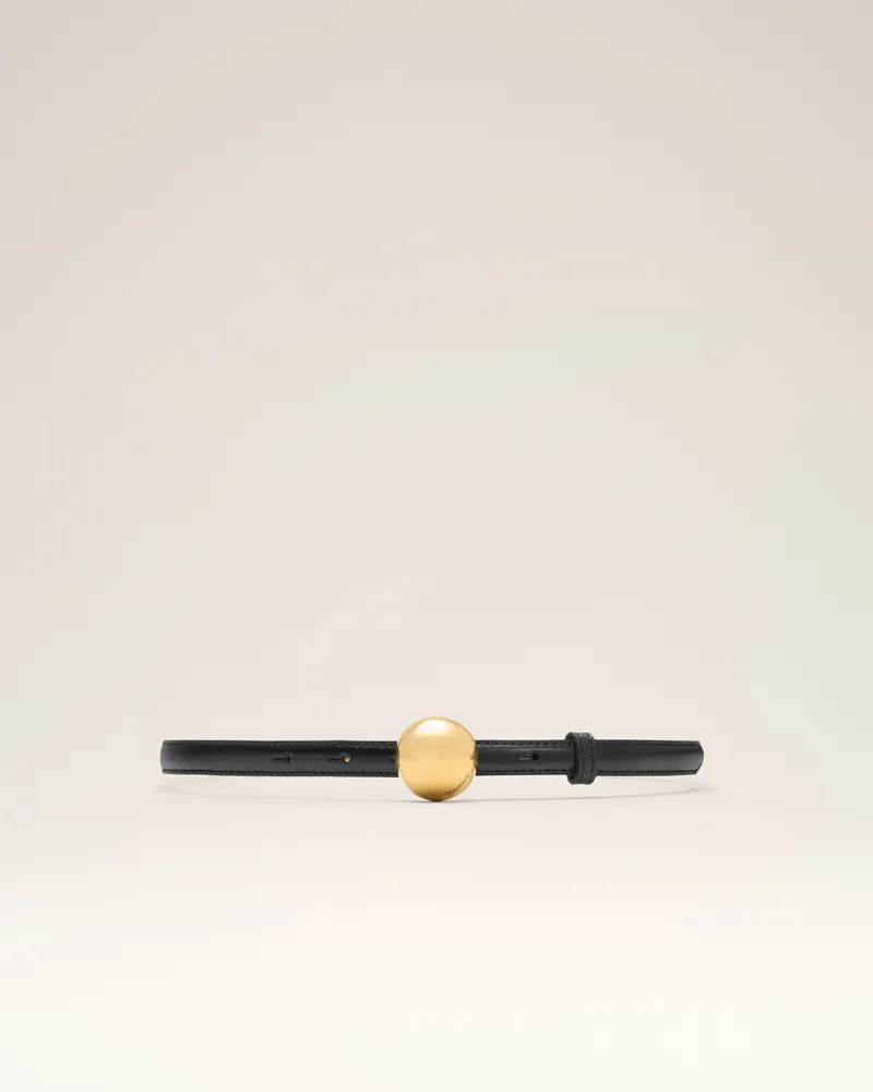 AMI Paris Schmaler Gürtel aus schwarzem Rindsleder Schwarz für Damen Schwarz