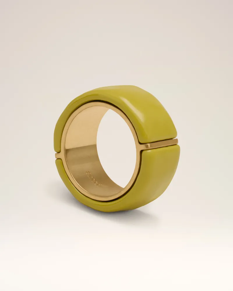 AMI Paris Ring aus gehämmertem und lackiertem Messing in Grün Grün Unisex Lichen