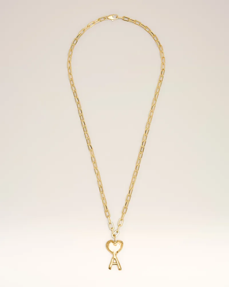 AMI Paris Gehämmerte Ami De Coeur Halskette aus Messing in Gold Gelb Unisex Gold