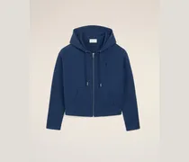 Blauer Ami De Coeur Baumwoll-Kapuzenpullover mit Reißverschluss Blau für Damen