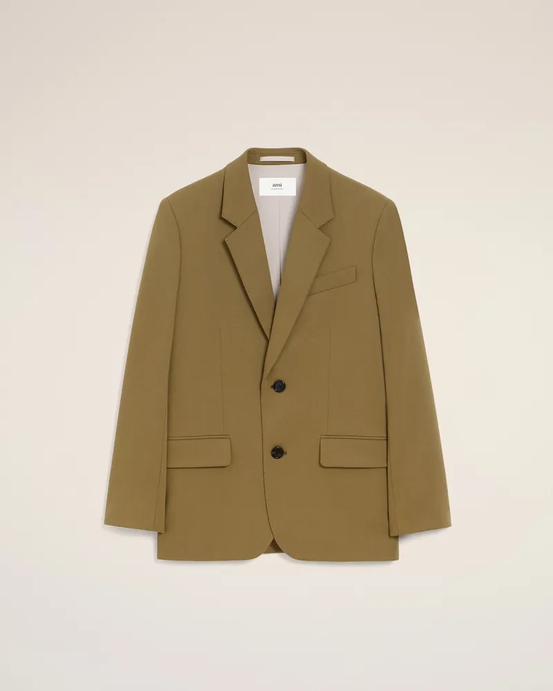 AMI Paris Lockerer einreihiger Blazer aus grüner Wolle Grün für Damen Bronze
