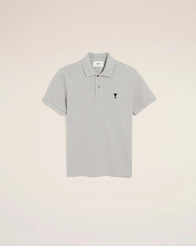 AMI Paris Ami De Coeur Polohemd aus grauer Baumwolle mit Kontrast Grau für Herren Heather