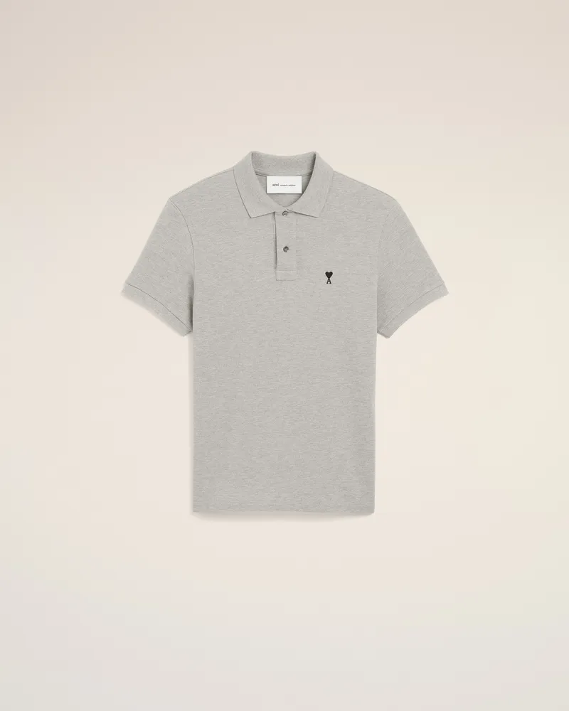 AMI Paris Ami De Coeur Polohemd aus grauer Baumwolle mit Kontrast Grau für Herren Heather