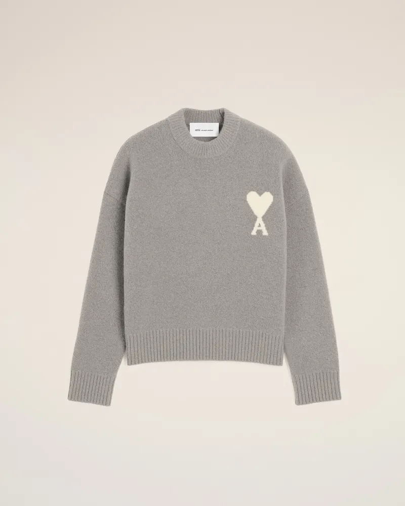 AMI Paris Ami de Coeur Pullover aus grauem Alpaka Grau - Größe Unisex Aschgrau