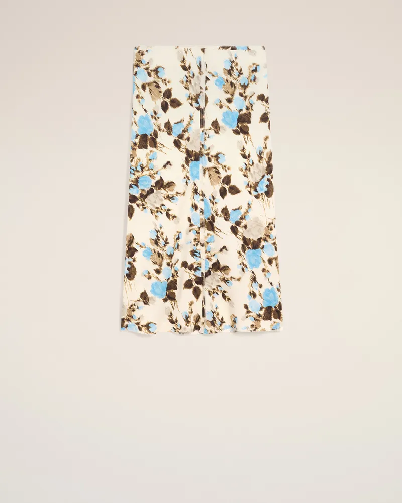 AMI Paris Blauer Midirock mit Blumenprint und roher Kantenverarbeitung Blau für Damen Sky