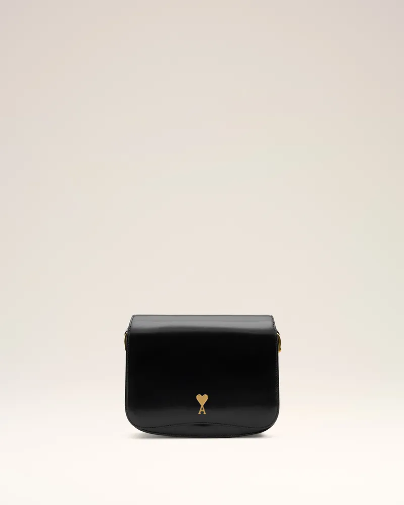 AMI Paris Schwarze Paris Paris Tasche aus glasiertem Leder Schwarz Unisex Schwarz