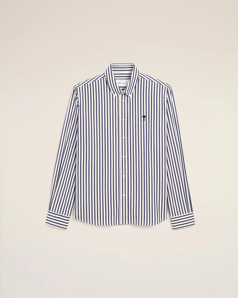 AMI Paris Ami de Coeur Hemd aus blau gestreifter Baumwolle Blau - Größe Unisex Royal