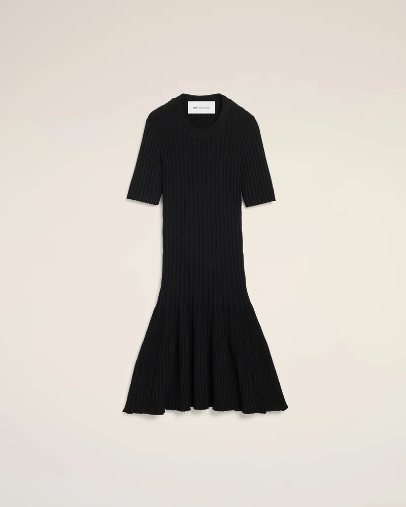 AMI Paris Schwarzes Strick-Minikleid mit Godets Schwarz für Damen Schwarz