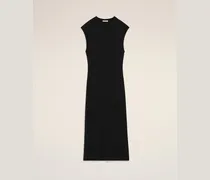Schwarzes Jersey-Kleid, ärmellos, figurbetont, lang Schwarz für Damen