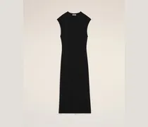 Schwarzes Jersey-Kleid, ärmellos, figurbetont, lang Schwarz für Damen