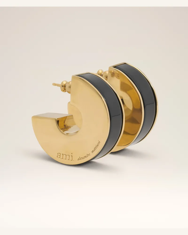 AMI Paris Rivage Creolen aus schwarzem Messing Schwarz Unisex Schwarz