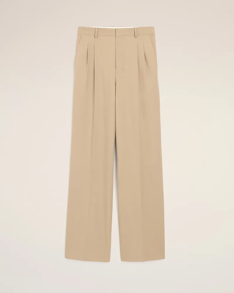 AMI Paris Beigefarbene Hose aus Schurwolle mit niedriger Taille und weitem Bein Beige für Herren Taupegrau