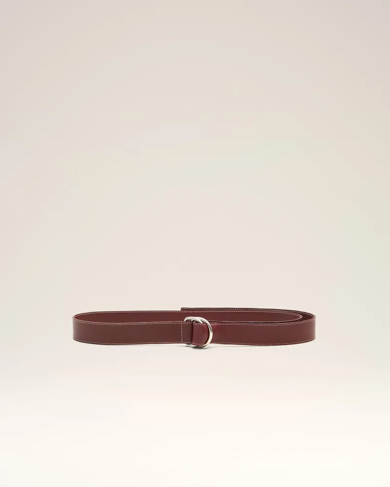 AMI Paris 35 mm Gürtel mit doppelter Schnalle aus geschmeidigem Leder in Burgundy  Rot Unisex Cherry