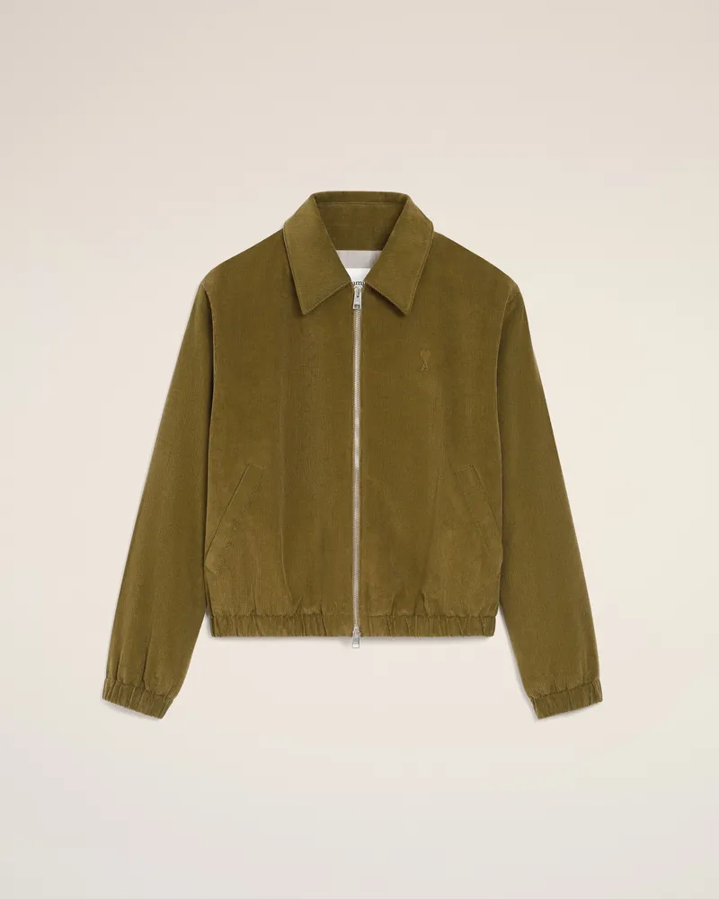 AMI Paris Gepolsterte Ami De Coeur Jacke aus grüner Baumwolle mit Reißverschluss Grün für Herren Bronze